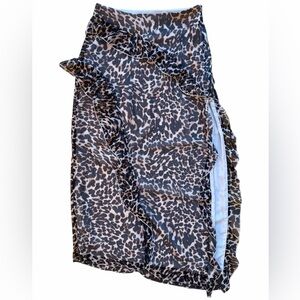 Future Collective Leopard Print Midi Skirt Size 4/S Ruffle Side Slit Trendy